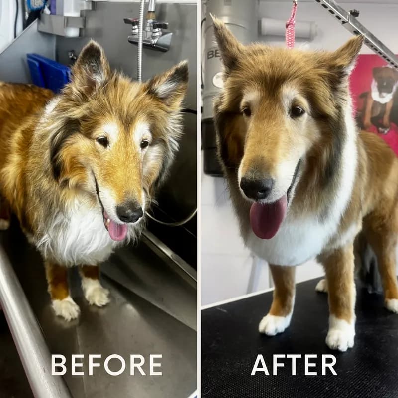 Collie Before After Grooming