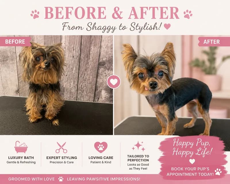Yorkie Before After Grooming